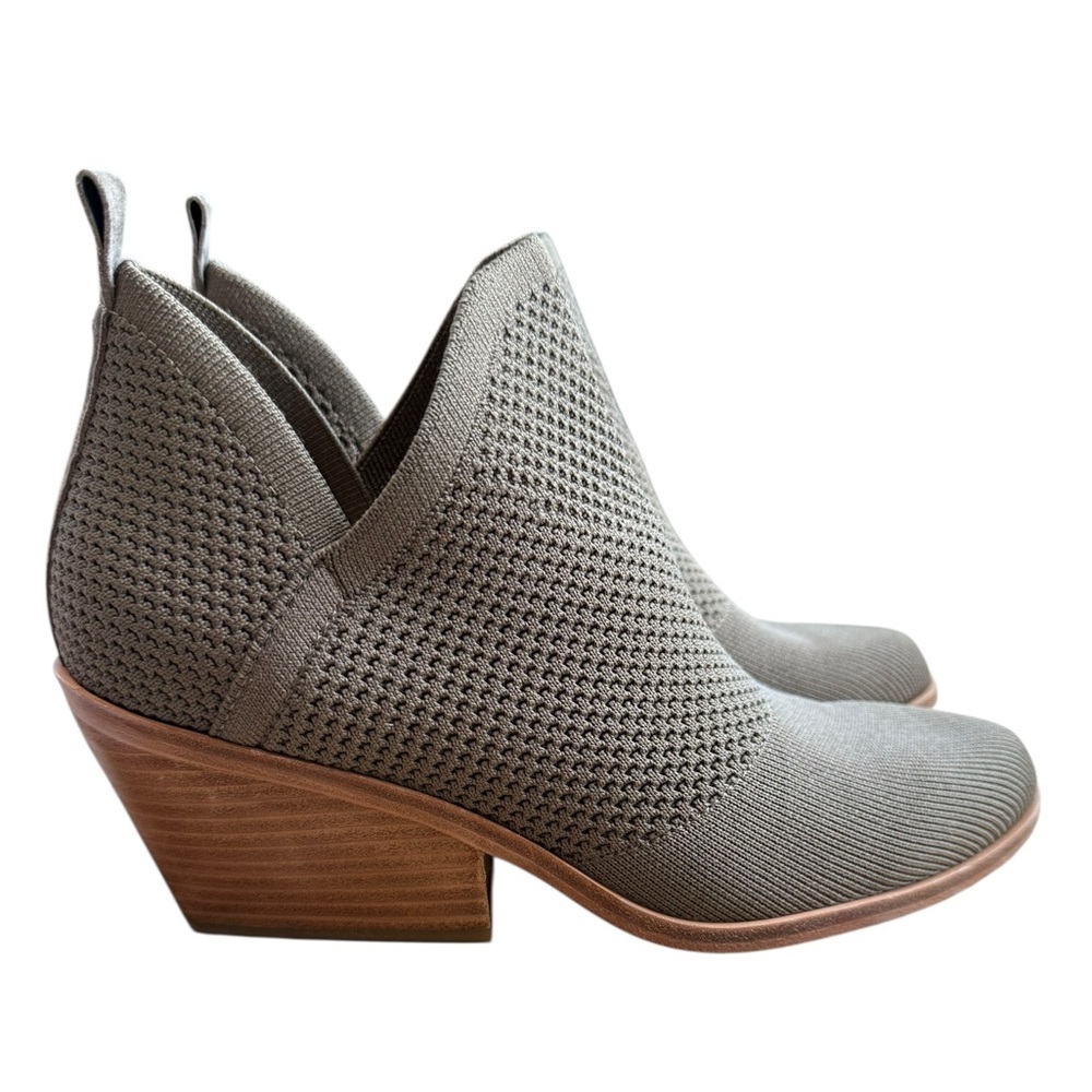 Eileen Fisher Joss Stretch Knit Heel Bootie Beige Brown Size 8